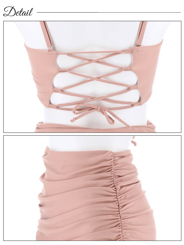 [2点SET]シャーリングバックレースアップビキニ/水着【dazzy beach/2025ビキニ】