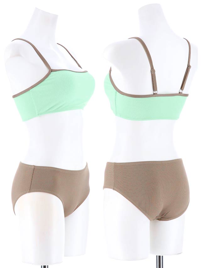 [2点SET]シンプルバイカラーリブビキニ/水着【dazzy beach/2025ビキニ】