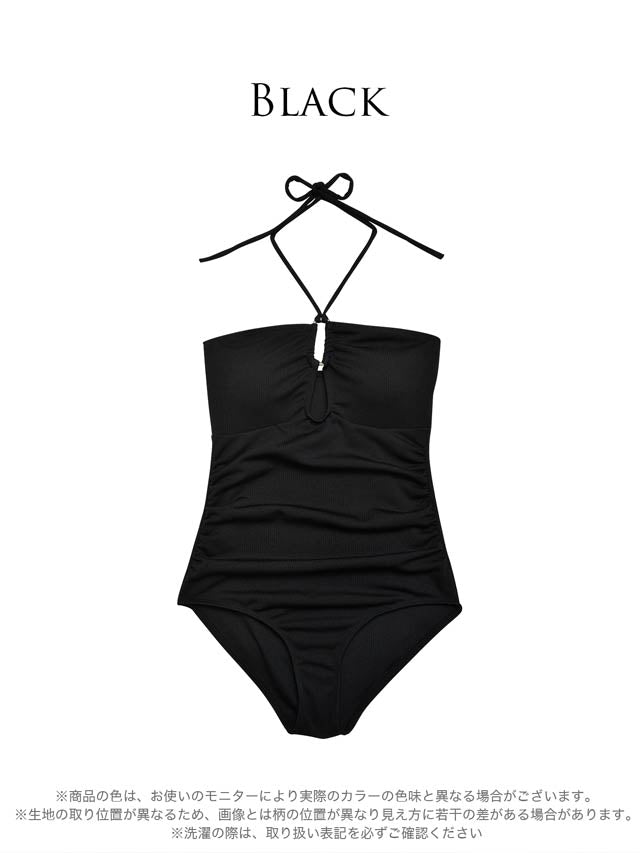 ギャザーUカットホルターネックワンピース/水着【dazzy beach/2025ビキニ】