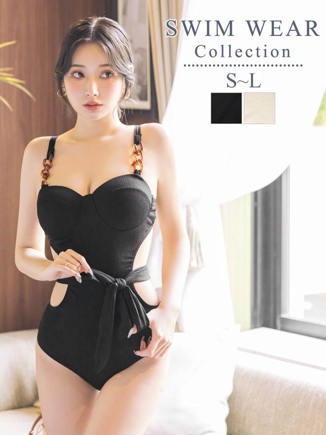 ウエストカットリボンワンピース/水着【dazzy beach/2025ビキニ】