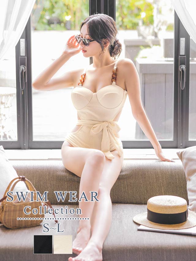 ウエストカットリボンワンピース/水着【dazzy beach/2025ビキニ】