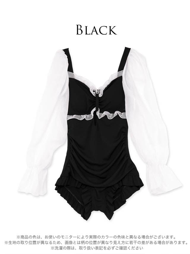 アースリーブカットアウトフリルワンピース/水着【dazzy beach/2025ビキニ】