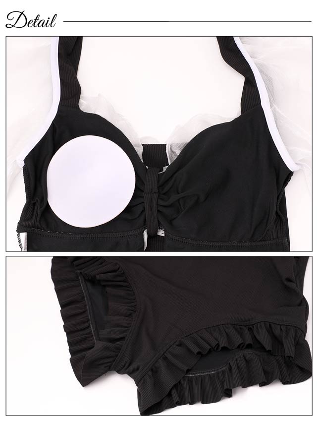 アースリーブカットアウトフリルワンピース/水着【dazzy beach/2025ビキニ】