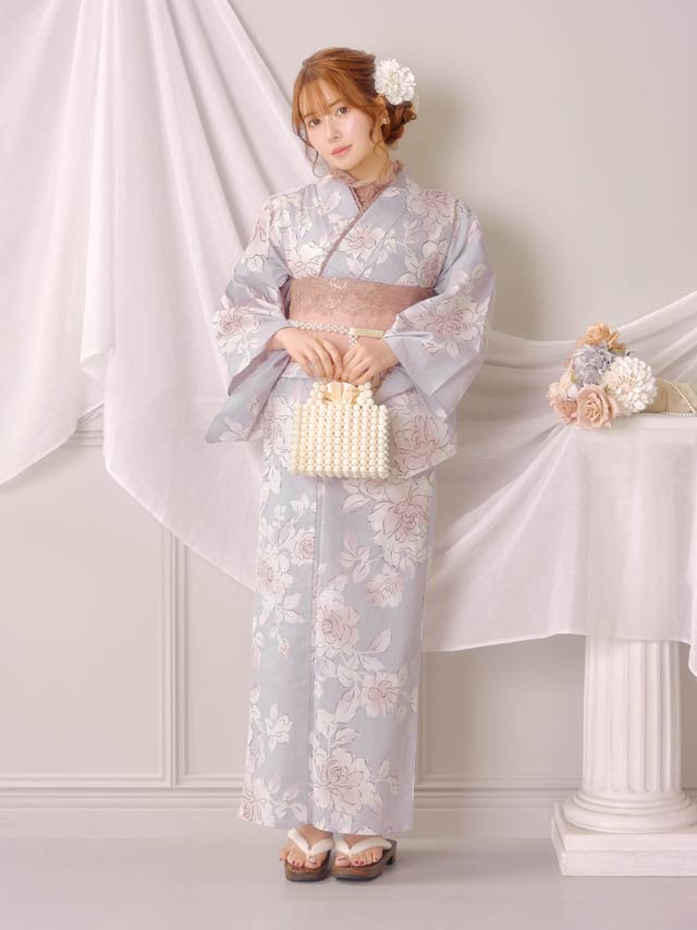 [3点SET]淡紫地×牡丹柄浴衣【YUKATA by dazzy 2025】