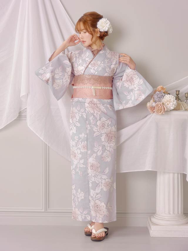 [3点SET]淡紫地×牡丹柄浴衣【YUKATA by dazzy 2025】