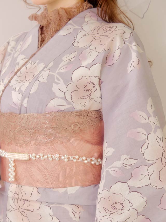 [3点SET]淡紫地×牡丹柄浴衣【YUKATA by dazzy 2025】