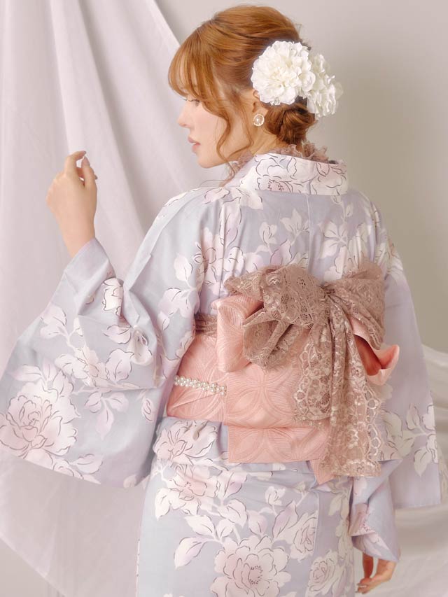 [3点SET]淡紫地×牡丹柄浴衣【YUKATA by dazzy 2025】