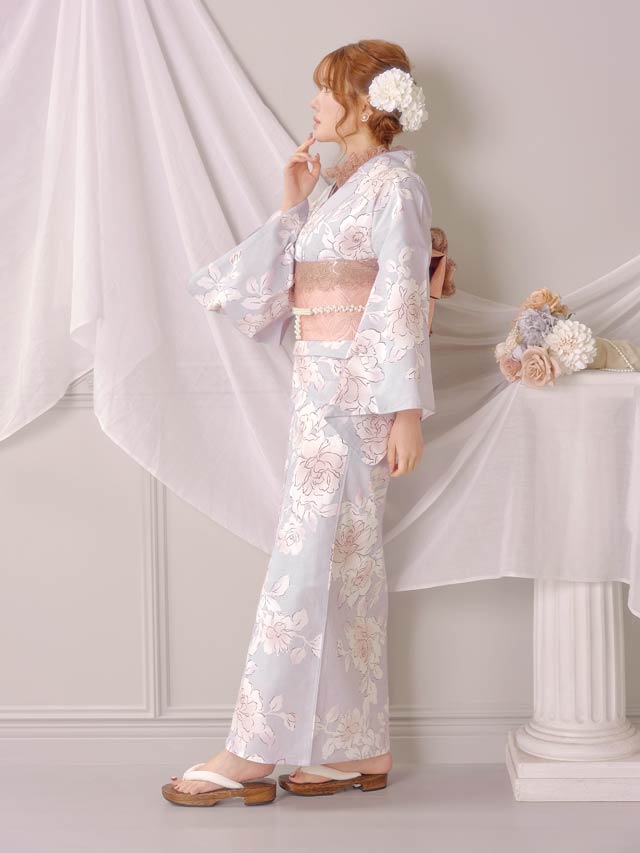 [3点SET]淡紫地×牡丹柄浴衣【YUKATA by dazzy 2025】