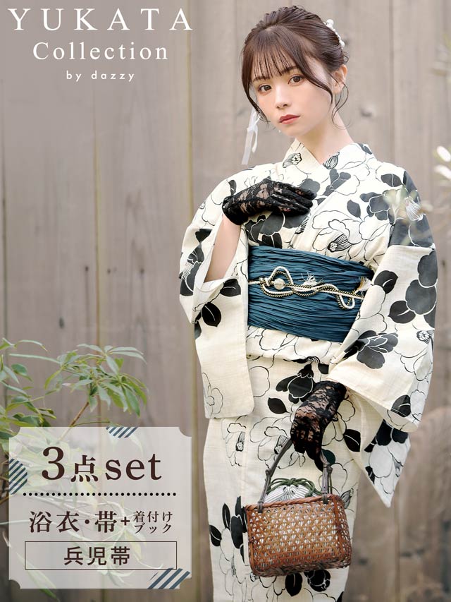 [3点SET]レトロモダン椿柄浴衣【YUKATA by dazzy 2025】