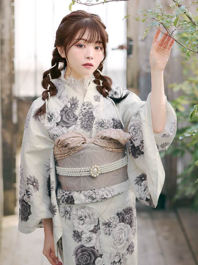 [3点SET]アンティーク薔薇柄浴衣【YUKATA by dazzy 2025】