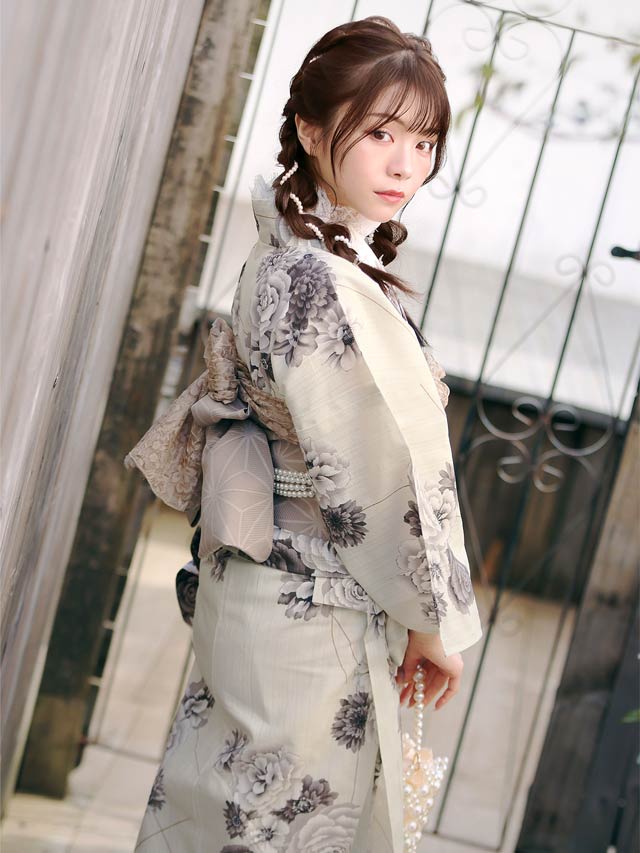 [3点SET]アンティーク薔薇柄浴衣【YUKATA by dazzy 2025】