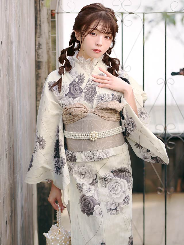 [3点SET]アンティーク薔薇柄浴衣【YUKATA by dazzy 2025】