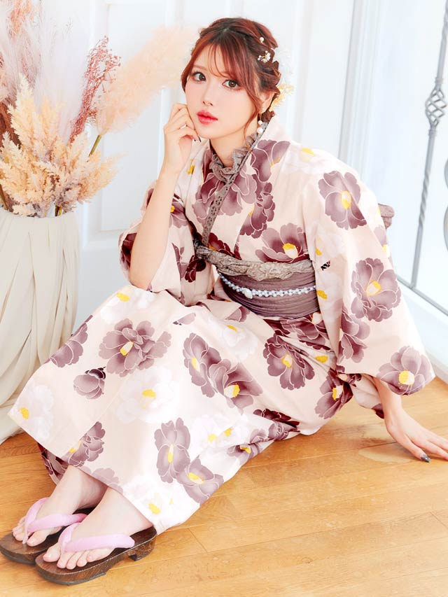 [3点SET]フェミニン椿柄浴衣【YUKATA by dazzy 2025】