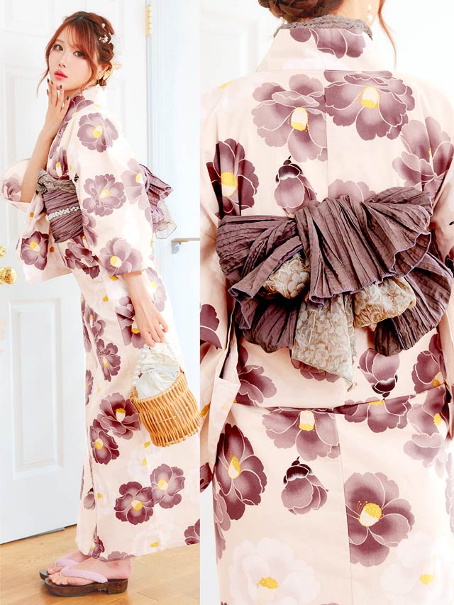 [3点SET]フェミニン椿柄浴衣【YUKATA by dazzy 2025】