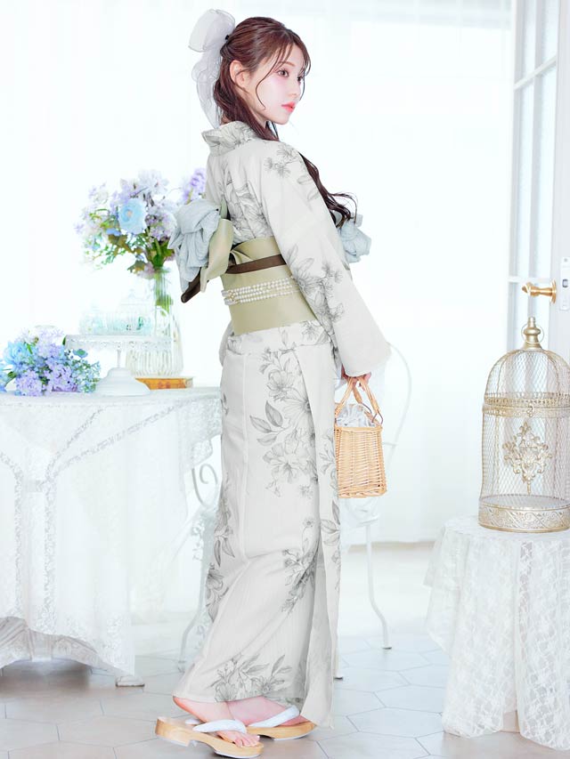 [3点SET]モダンペールフラワー柄浴衣【YUKATA by dazzy 2025】