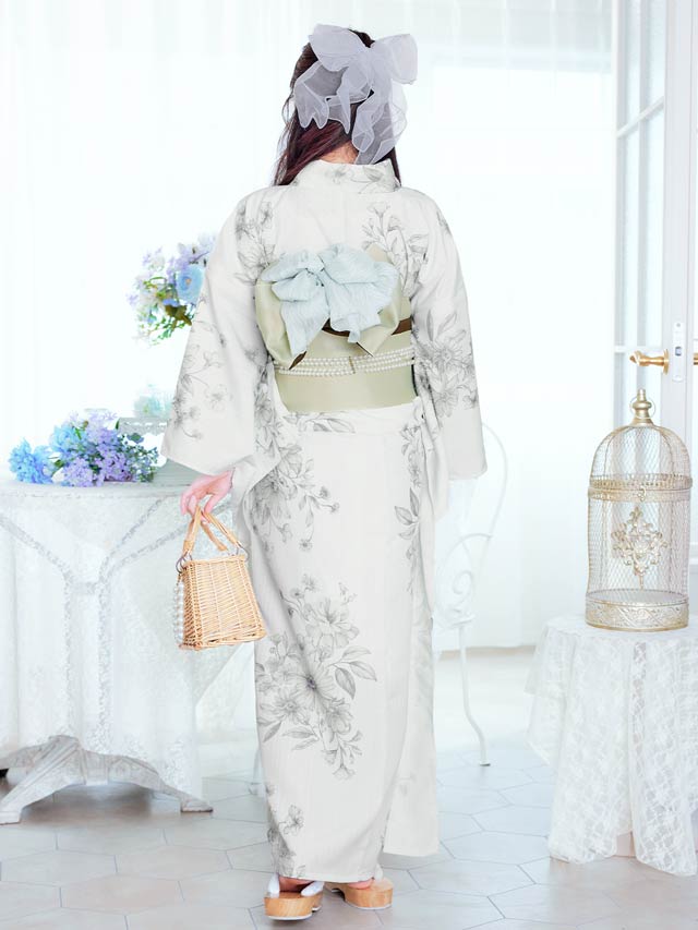 [3点SET]モダンペールフラワー柄浴衣【YUKATA by dazzy 2025】