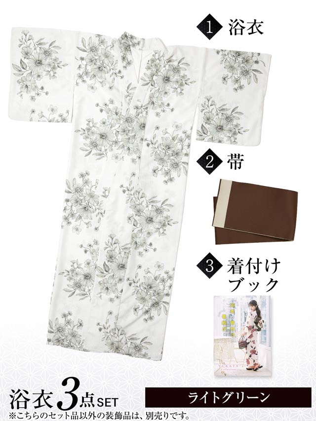 [3点SET]モダンペールフラワー柄浴衣【YUKATA by dazzy 2025】
