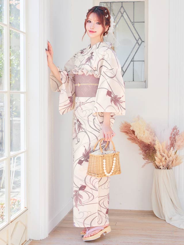 [3点SET]ナチュラルダスティー金魚柄浴衣【YUKATA by dazzy 2025】