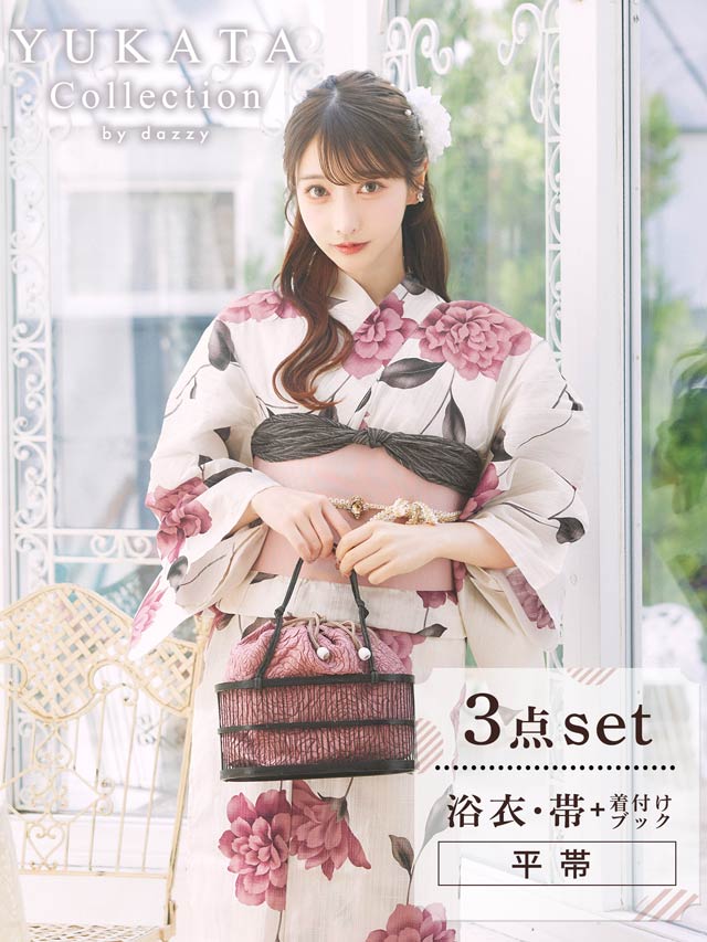 [3点SET]レトロガーリーピオニー浴衣【YUKATA by dazzy 2025】