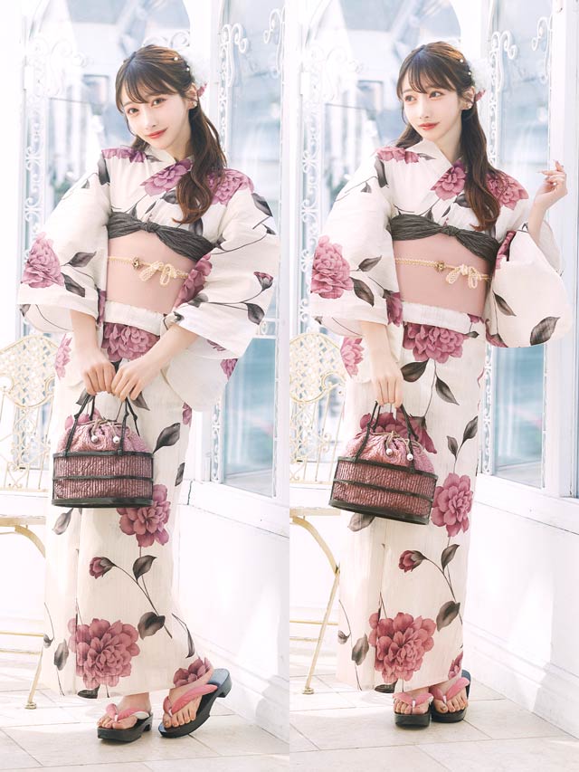 [3点SET]レトロガーリーピオニー浴衣【YUKATA by dazzy 2025】
