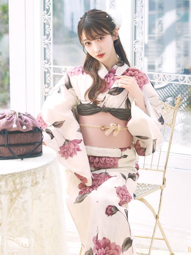 [3点SET]レトロガーリーピオニー浴衣【YUKATA by dazzy 2025】