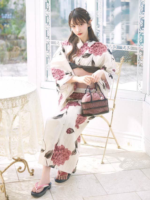 [3点SET]レトロガーリーピオニー浴衣【YUKATA by dazzy 2025】