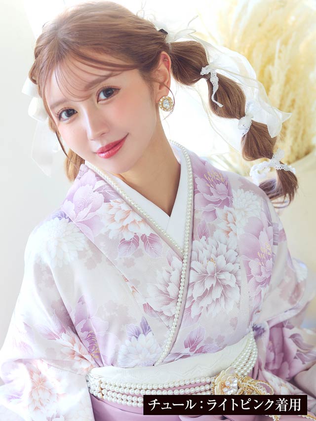 パール付きレース＆チュール重ね襟