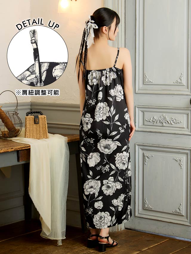 [ワンピース浴衣] 漆黒×レトロ白薔薇柄[4点SET]【YUKATA by dazzy 2025】