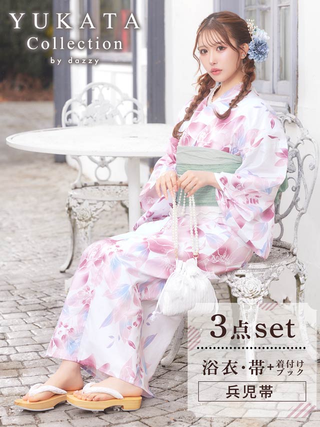 [3点SET]ニュアンス水彩薔薇柄浴衣【YUKATA by dazzy 2025】