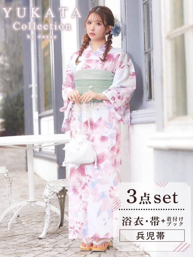 [3点SET]ニュアンス水彩薔薇柄浴衣【YUKATA by dazzy 2025】