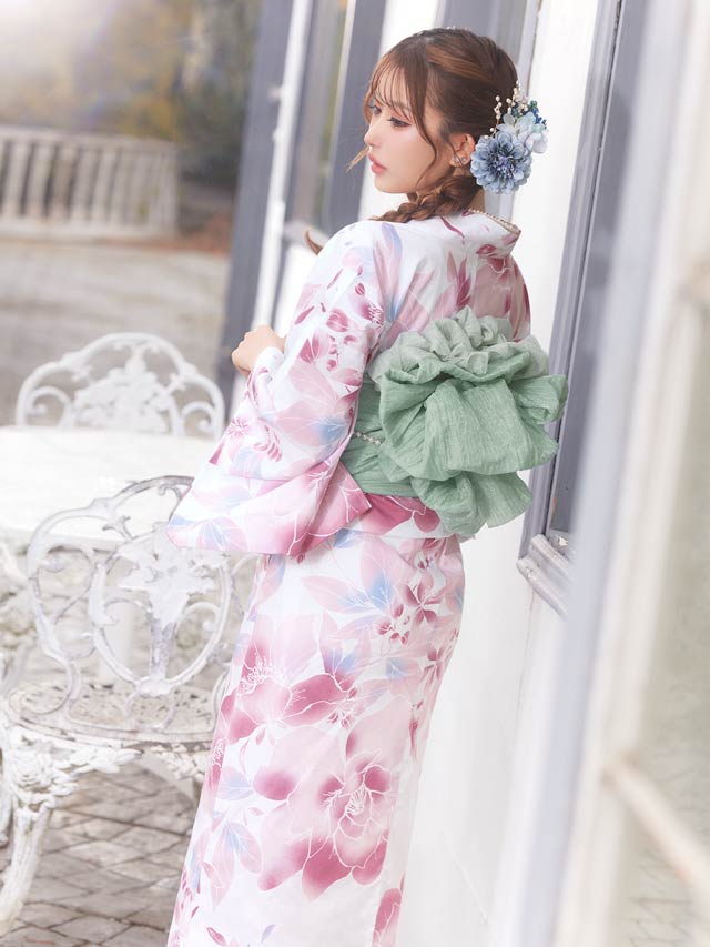 [3点SET]ニュアンス水彩薔薇柄浴衣【YUKATA by dazzy 2025】