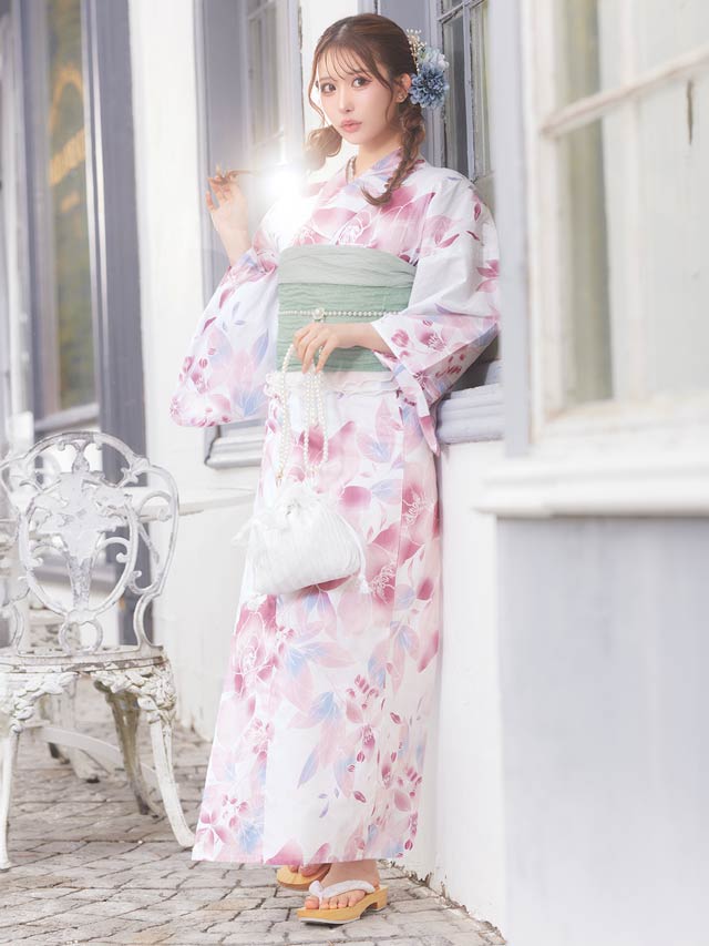 [3点SET]ニュアンス水彩薔薇柄浴衣【YUKATA by dazzy 2025】