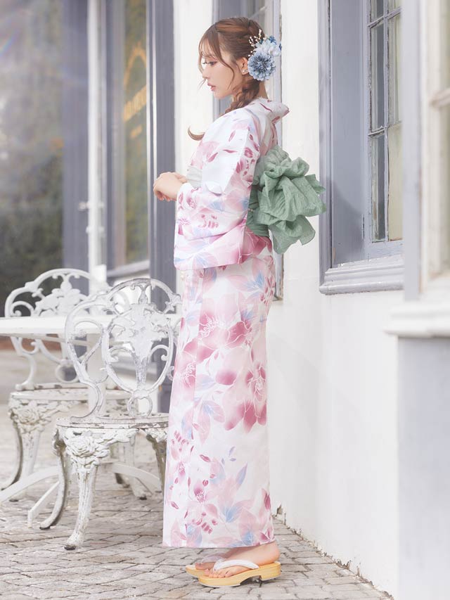 [3点SET]ニュアンス水彩薔薇柄浴衣【YUKATA by dazzy 2025】