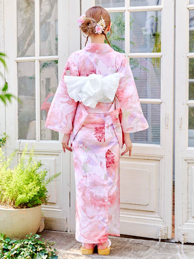 [3点SET]フェミニン水彩牡丹柄浴衣【YUKATA by dazzy 2025】