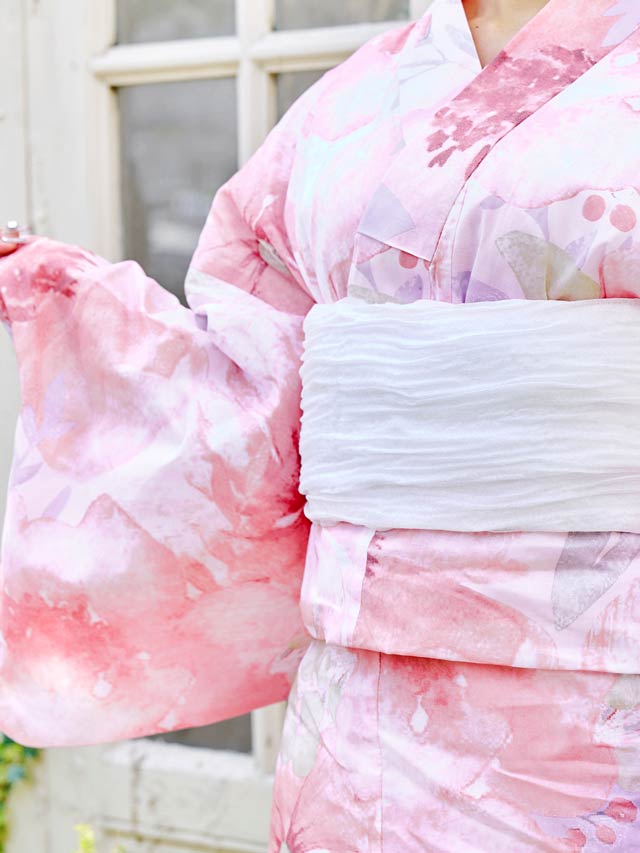 [3点SET]フェミニン水彩牡丹柄浴衣【YUKATA by dazzy 2025】