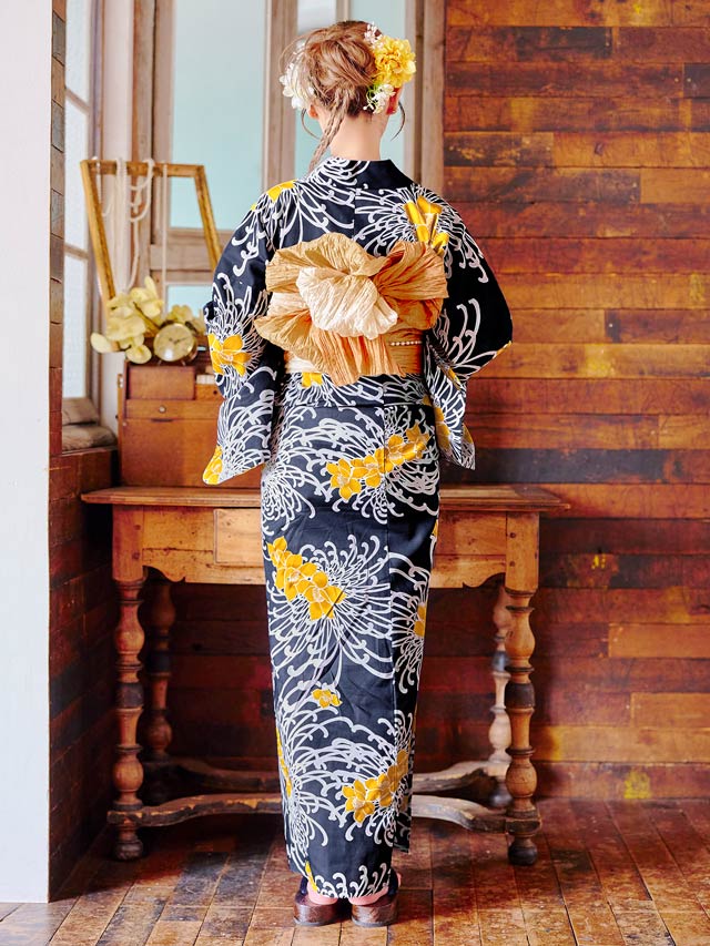 [3点SET]濃紺×乱れ菊柄浴衣【YUKATA by dazzy 2025】