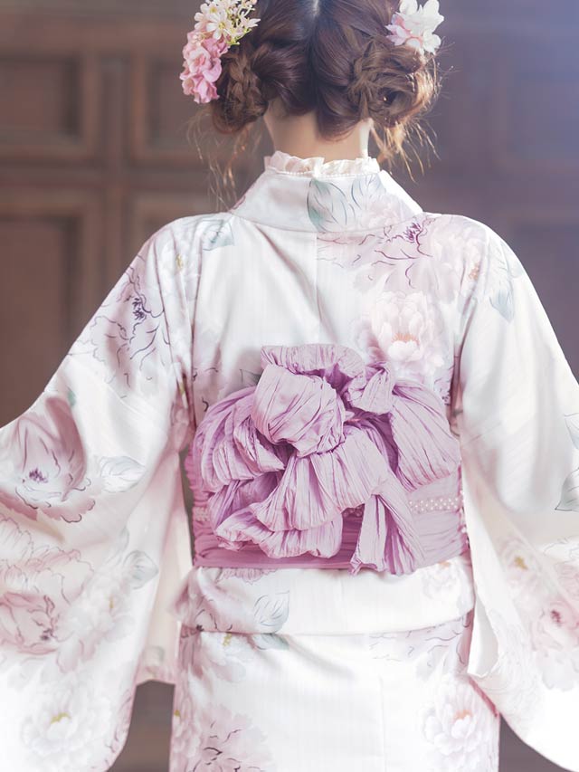 [3点SET]パステル線画八重咲薔薇柄浴衣【YUKATA by dazzy 2025】