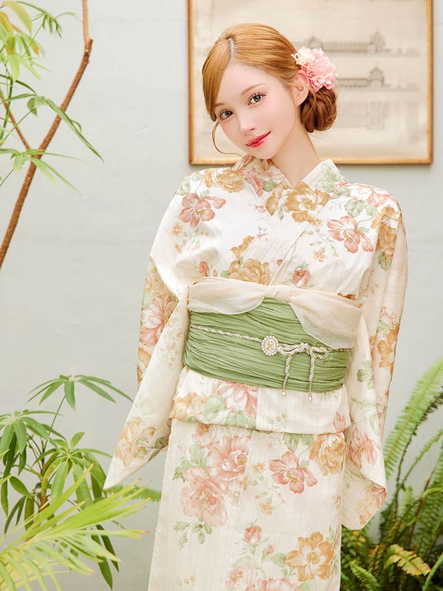 [3点SET]パステル二色薔薇柄浴衣【YUKATA by dazzy 2025】