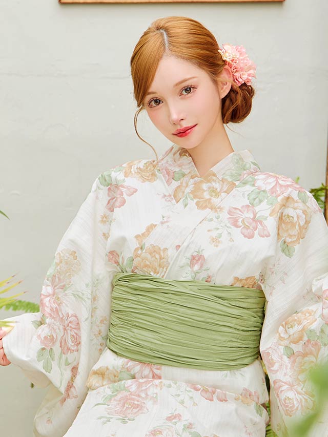 [3点SET]パステル二色薔薇柄浴衣【YUKATA by dazzy 2025】