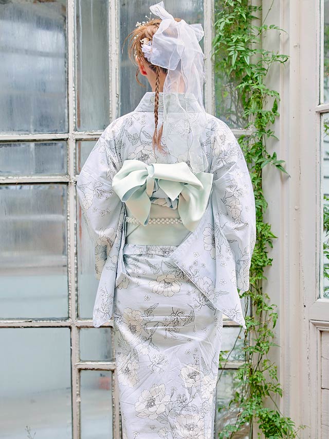 [3点SET]パステル線画アネモネ柄浴衣【YUKATA by dazzy 2025】