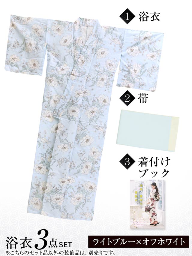 [3点SET]パステル線画アネモネ柄浴衣【YUKATA by dazzy 2025】