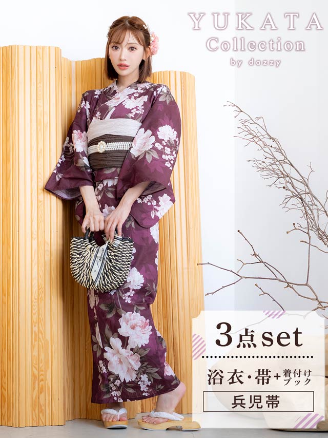 [3点SET]クラシカル薔薇柄浴衣【YUKATA by dazzy 2025】