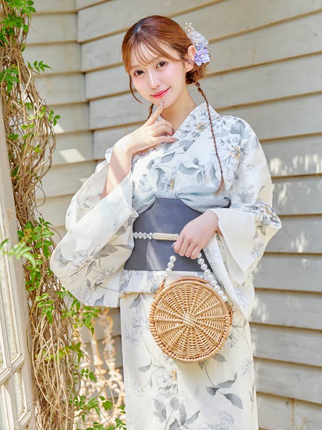 [3点SET]古典天竺牡丹柄浴衣【YUKATA by dazzy 2025】