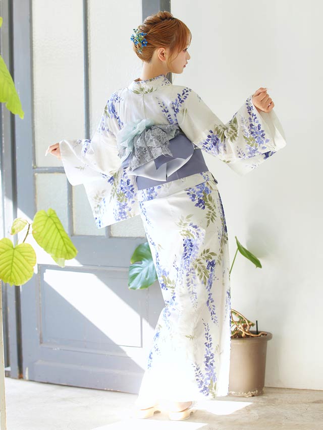 [3点SET]白地×青藤柄柄浴衣【YUKATA by dazzy 2025】