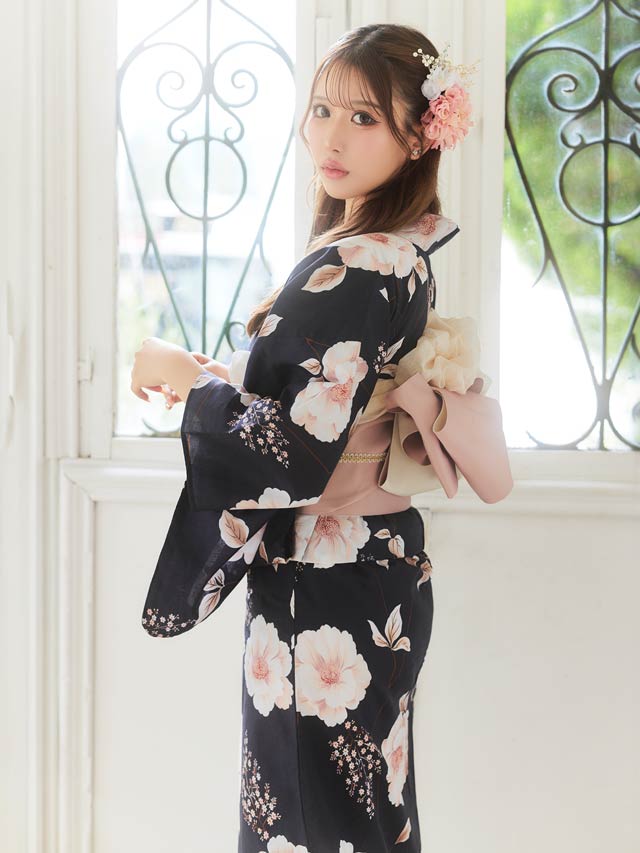 [3点SET]濃紺クリスマスローズ柄浴衣【YUKATA by dazzy 2025】