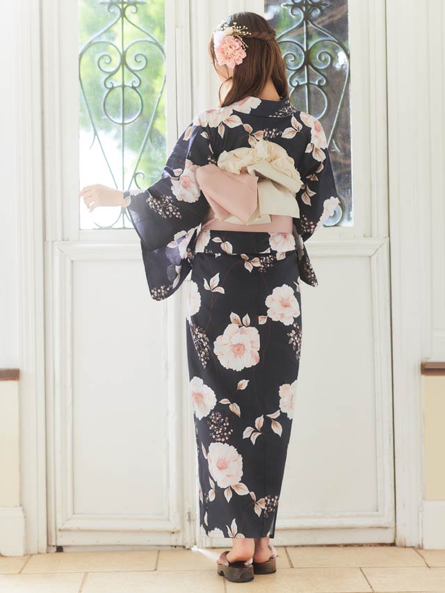 [3点SET]濃紺クリスマスローズ柄浴衣【YUKATA by dazzy 2025】