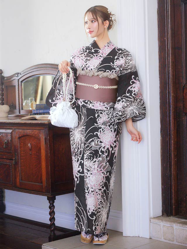 [3点SET]淡紫乱菊柄浴衣【YUKATA by dazzy 2025】