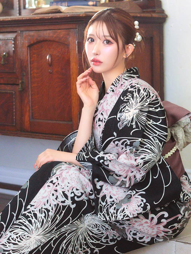 [3点SET]淡紫乱菊柄浴衣【YUKATA by dazzy 2025】