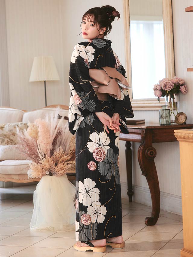 [3点SET]黒撫子×手鞠柄浴衣【YUKATA by dazzy 2025】
