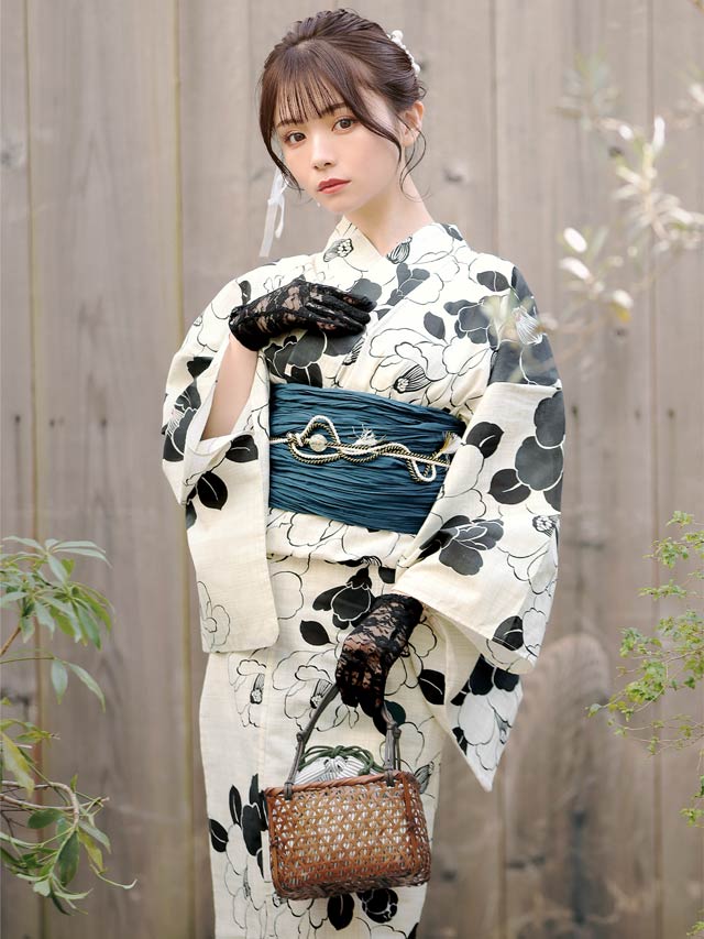 [セパレート浴衣] レトロモダン椿柄浴衣[4点SET]【YUKATA by dazzy 2025】